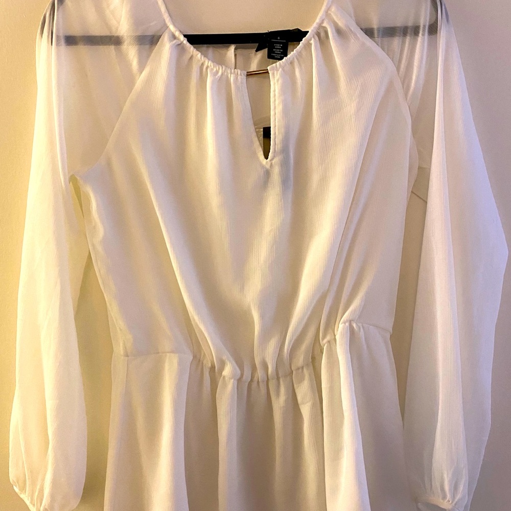 White House Black Market White Peasant Blouse